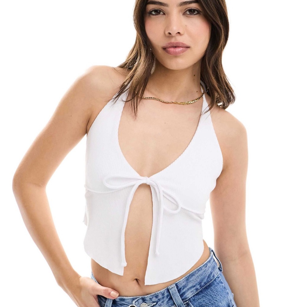 Cotton On White Tie-Front Tank Top